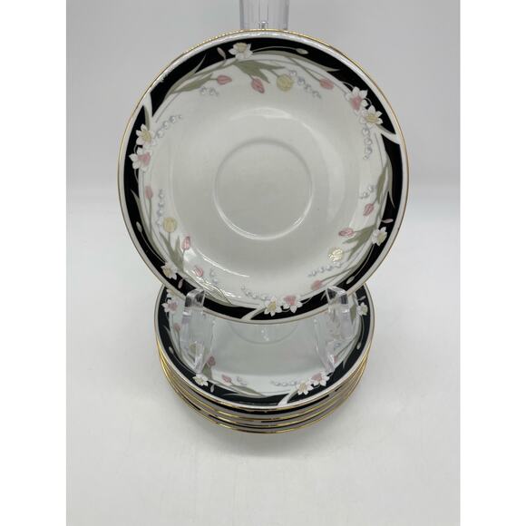 Crown Ming Fine China Michelle Set of 5 Saucers 6" - Picture 1 of 3